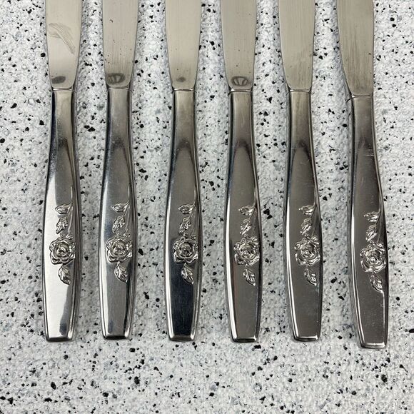 Oneida OUR ROSE Lot of 6 Table Knives Replacements Hollow Stainless‎ Steel - Picture 2 of 4